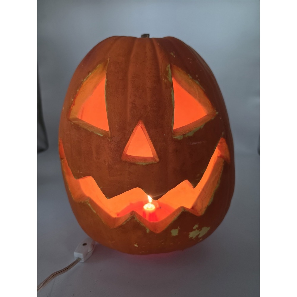 Vtg 1993 Trendmasters Halloween Pumpkin Light Up Foam/Blow Mold Jack-O-Lantern